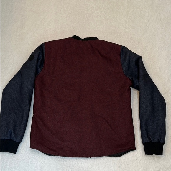 Native Youth Zip up Burgundy and Black Bomber Jacket - Picture 13 of 13